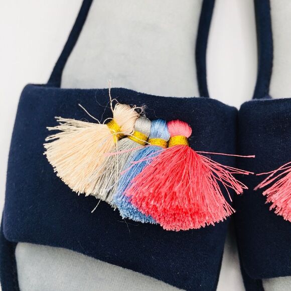 INC Slippers tassel blue gray new slip on Size 7-8 - Picture 3 of 7